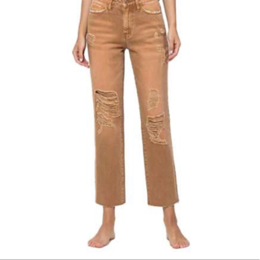 Vervet distressed denim crop jeans